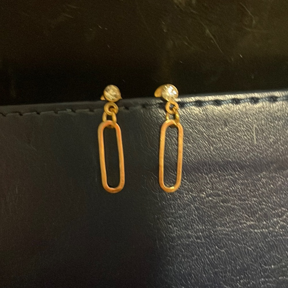 Gold faux diamond paper clip earrings.  #Alltherage #funandcute